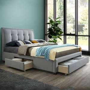 Shelbi Fabric Double Bed In Grey - UK