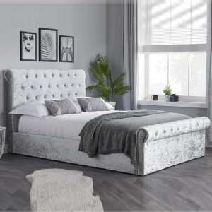 Siena Fabric Ottoman Double Bed In Steel Crushed Velvet - UK