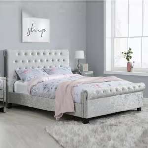 Siena Fabric Small Double Bed In Steel Crushed Velvet - UK