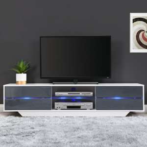 Sienna High Gloss TV Stand In White And Grey With LED Lighting - UK