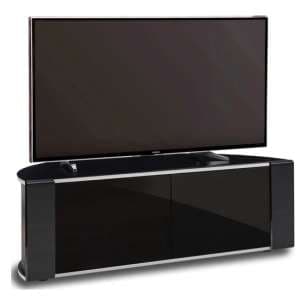Sanja Medium Corner High Gloss TV Stand With Doors In Black - UK