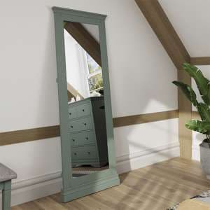 Skokie Wooden Cheval Bedroom Mirror In Cactus Green - UK