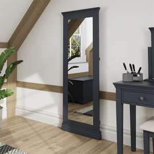 Skokie Wooden Cheval Bedroom Mirror In Midnight Grey - UK