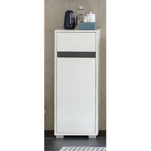 Solet Bathroom Floor Storage Cabinet In White Gloss - UK