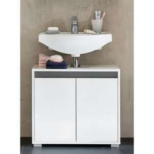 Solet Bathroom Sink Vanity Unit In White High Gloss - UK