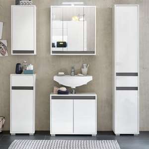 Solet LED Bathroom Furniture Set In White High Gloss - UK