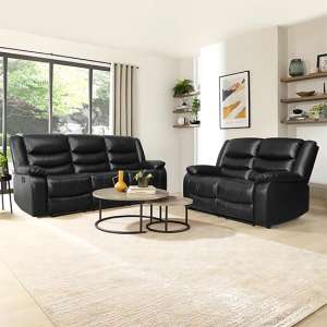 Sorreno 3+2 Bonded Leather Recliner Sofa Set In Black - UK