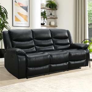 Sorreno Bonded Leather Recliner 3 Seater Sofa In Black - UK