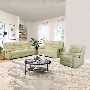 Sorreno 3+2+1 Bonded Leather Recliner Sofa Set In Ivory - UK