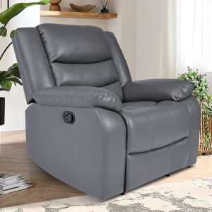 Sorreno Bonded Leather Recliner 1 Seater Sofa In Dark Grey - UK