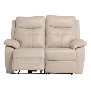 Sotra Faux Leather Electric Recliner 2 Seater Sofa In Stone - UK