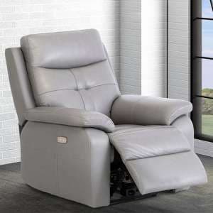 Sotra Faux Leather Electric Recliner Armchair In Grey - UK