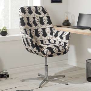 Spider-Man Childrens Fabric Egg Swivel Chair In Black And White - UK