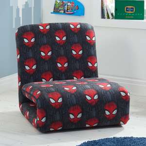 Spider-Man Childrens Fabric Fold Out Bed Chair In Black - UK
