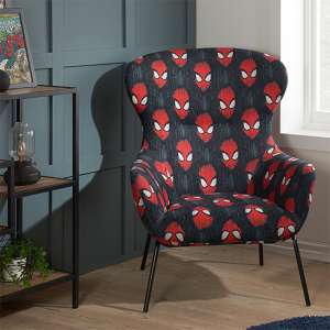 Spider-Man Childrens Fabric Occasional Chair In Black - UK