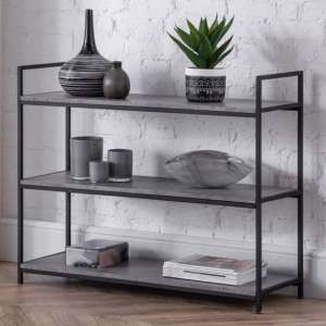 Salome Low Metal Bookcase In Concrete Effect - UK
