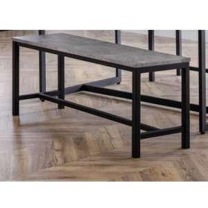 Salome Metal Dining Bench In Concrete Effect - UK