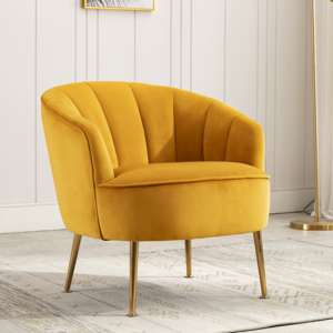 Stelloma Velvet Upholstered Tub Chair In Apricot - UK