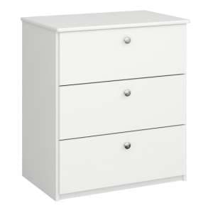 Sterns Kids Wooden Chest Of 3 Drawers In White - UK