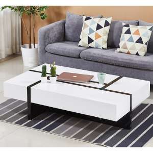 Storm High Gloss Storage Coffee Table In White And Black - UK