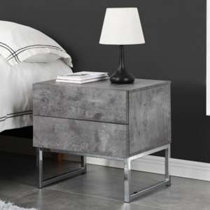 Strada Bedside Cabinet With 2 Drawers In Concrete Effect - UK
