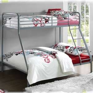 Streatham Metal Single Over Double Bunk Bed In Silver Grey - UK