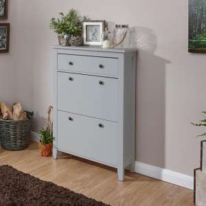 Duddo Wooden Shoe Cabinet In Grey With 2 Doors And 1 Drawer - UK