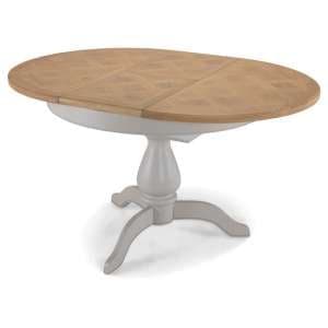 Sunburst Oval Extending Dining Table In Grey And Solid Oak - UK