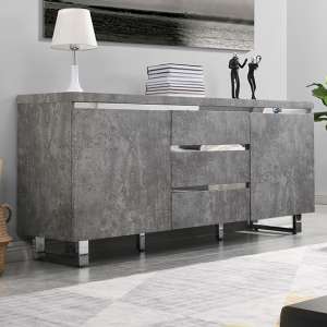 Sydney Large Sideboard With 2 Door 3 Drawer In Concrete Effect - UK