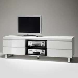 Sydney High Gloss TV Stand In White With 4 Drawers - UK