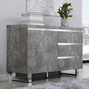 Sydney Small Sideboard With 1 Door 3 Drawer In Concrete Effect - UK