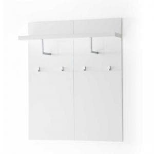 Sydney Wide Wall Mounted Hallway Storage In High Gloss White - UK
