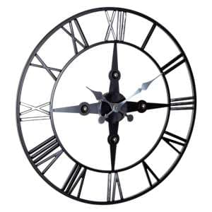 Symbia Round Wall Clock In Black Metal Frame - UK