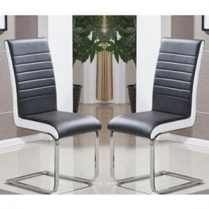 Symphony Black And White Faux Leather Dining Chairs In Pair - UK