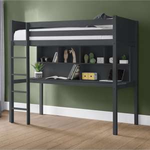 Takako Wooden Highsleeper Bunk Bed With Desk In Anthracite - UK