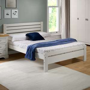 Talox Wooden Double Bed In White - UK