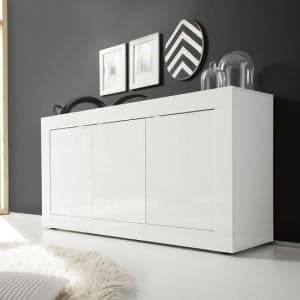 Taylor Contemporary Sideboard In White High Gloss With 3 Doors - UK