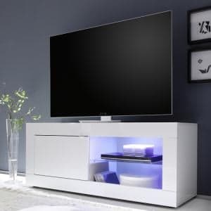 Taylor TV Stand In White High Gloss With 1 Door And LED - UK