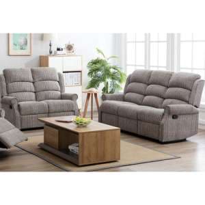 Tegmine 3 Seater Sofa And 2 Seater Sofa Reclining Suite In Latte - UK