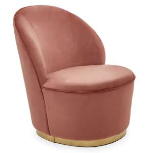 Teos Kids Pink Plush Velvet Swivel Tub Chair With Gold Base - UK