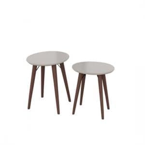 Teramo Nesting Tables In Champagne High Gloss And Metal Legs - UK