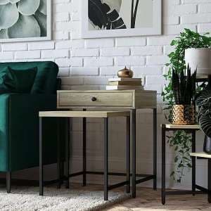 Terrell Wooden Nesting End Tables In Linseed Oak - UK