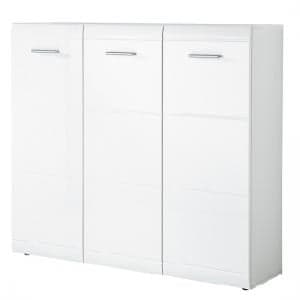 Adrian Large Shoe Cabinet In White Gloss Fronts With 3 Doors - UK