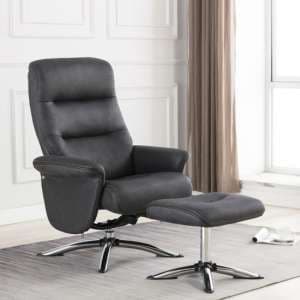 Texopy Faux Leather Swivel Recliner Chair With Stool In Slate - UK