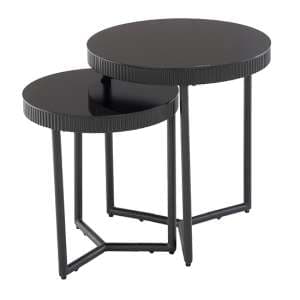 Tipton Set Of 2 Black Glass End Tables With Black Frame - UK