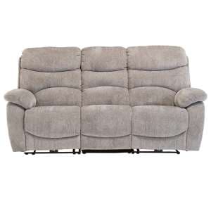 Toccoa Fabric Electric Recliner 3 Seater Sofa In Light Grey - UK