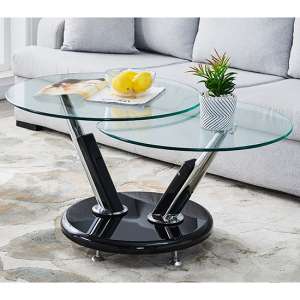 Tokyo Twist Glass Top Coffee Table With Black High Gloss Base - UK
