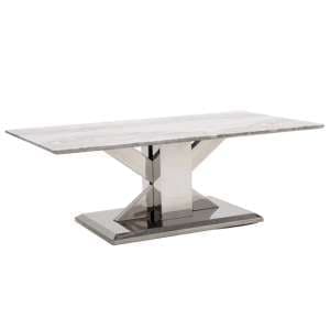 Tram Grey Marble Coffee Table With Stainless Steel Base - UK