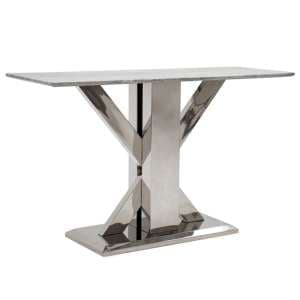 Tram Grey Marble Console Table With Stainless Steel Base - UK