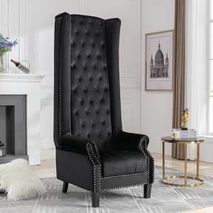 Trento Tall Upholstered Velvet Porter Chair In Black - UK